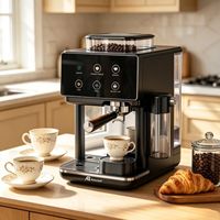 Cafetera Espresso Anbolife de 20 Bares, Acero Inoxidable, Molinillo Integrado, Control de Temperatura PID Automático, OEM
