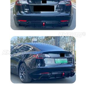 Diffuseur de pare-chocs arrière noir brillant pour Tesla Model 3 2019-2022 - Accessoire de modification automobile - Product Image 5