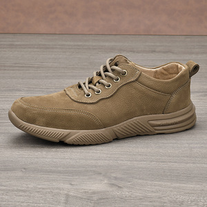 Chaussures de marche en cuir véritable à bout rond pour hommes, respirantes, à talon bas, décontractées pour l'extérieur - Product Image 2