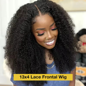 Peluca Afro Rizada Corta Barata de Cabello Humano, Peluca Frontal Completa HD de Encaje, Peluca Frontal de Encaje Virgen para Mujer - Product Image 3