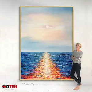 Professional artist hand-painted high-quality sea sunrise oil painting canvas modern decorative art