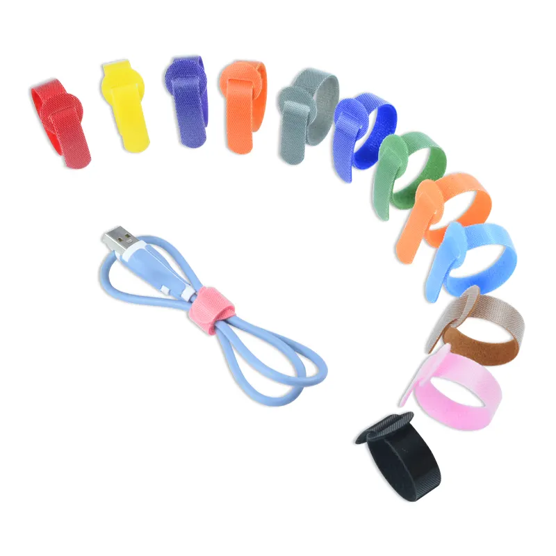Tiras de gravata de cabo de plástico, gerenciamento de fios, gancho e laço plástico, auto adesivo, tira, amarração de cabo