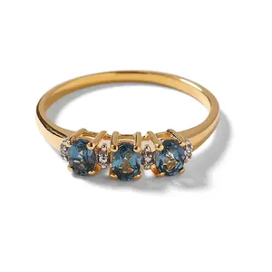 New design natural gemstone ring 925 silver topaz customized zircon blue oval London topaz fine jewelry rings wedding