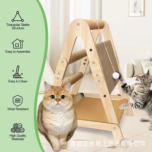 Solid Wood Cat Scratching <b>Post</b> Foldable Upright Indoor Cat Toy With <b>Scratch</b> Pad For Cats - Product Image 3