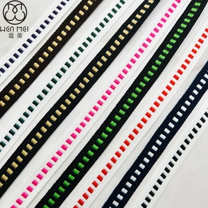 Cinta Elástica de 10 mm con Diseño de Puntos <span class=keywords><strong>Bicolor</strong></span> para Sombreros, Pantalones y Accesorios, 100% Poliéster Jacquard - Product Image 1