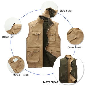 Men's Reversible Outdoor Practical Multiple Pockets Vest Jacket Two-side Cotton <strong>Sleeveless</strong> <strong>Coat</strong> - Product Image 2