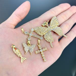 Pendentif JXX Fashion, nouveau design, plaqué or 18 carats, pendentif croix et papillon en laiton de haute qualité - Product Image 2