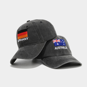 Gorra de Béisbol Vintage de Algodón Lavado con Logotipo Bordado de la Bandera Nacional, Gorra Personalizada con Hebilla Metálica de la Bandera de un País de Fútbol Mundial - Product Image 3