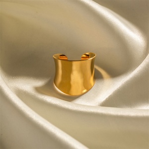 Custom 18k Gold Plated Blank <b>Ring</b> Stainless Steel Chunky <b>Rings</b> Jewelry - Product Image 3