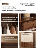 Armoire à portes battantes en bois massif couleur noyer, style moderne et minimaliste, avec tiroirs et compartiments, à assembler soi-même, pour chambre à coucher, mobilier de maison
