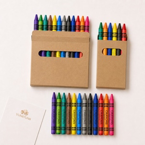 Lot de crayons de <span class=keywords><strong>cire</strong></span> promotionnels miniatures (4, 6, 8, 12 couleurs) pour étudiants et enfants, avec logo personnalisé imprimé sur boîte en papier kraft – Vente en gros - Product Image 1
