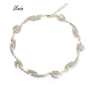 Bijoux Hip <span class=keywords><strong>Hop</strong></span> de style européen et américain avec chaîne d'extension bijoux de mode en laiton CZ collier plaqué or pour hommes femmes - Product Image 1