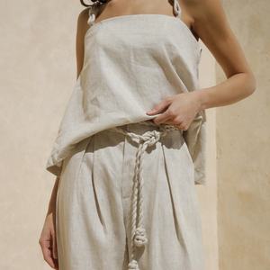 Conjunto de Ropa de Verano para Mujer, Estilo Informal, Top Holgado sin Mangas y Pantalones, Conjunto de Lino - Product Image 2