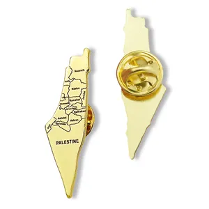 कस्टम सोना चढ़ाना देश मानचित्र स्कार्फ बैज स्टिकर स्मारिका उपहार उत्पाद फ़िलिस्तीन पिन ब्रोच