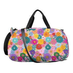 Sac de voyage en polyester à motif floral australien avec fermeture éclair, grande capacité, pour filles et enfants, compartiment pour chaussures de sport et de danse - Product Image 2