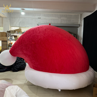 Chapeau de Noël gonflable en peluche rouge, chapeau de dessin animé, ballon pour les expositions de festivals, décoration