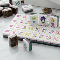 Tuiles créatives personnalisées en acrylique à motif léopard, numérotées en anglais, pour Mahjong américain, jeux d'échecs et de cartes transfrontaliers