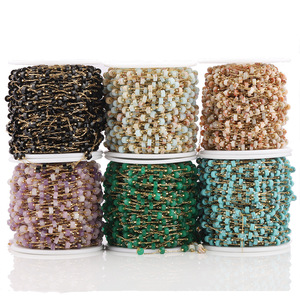 Cadena de Cuentas de Piedra Natural y Acero Inoxidable, 6 Colores, Suministros para Hacer Joyería Hechos a Mano, Cuentas de Semillas de Estilo Chino Tradicional - Product Image 1