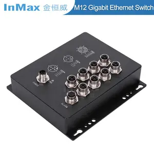 InMax 8 יציאת IP67 X-קוד Gigabit M12 רכבת Ethernet מתג עמיד למים מתג