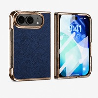 Étui de protection pliable en PC électroplaqué à texture gaufrée de luxe avec protection d'écran pour iPhone Duo