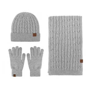 <span class=keywords><strong>Ensemble</strong></span> de laine trois pièces à la mode hivernale <span class=keywords><strong>pour</strong></span> femmes laine tricotée de couleur unie comprend des gants de haricot de luxe chauds écharpe <span class=keywords><strong>ensemble</strong></span> de chapeau parfait - Product Image 4