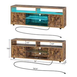 New cross-border style coffee table and <b>TV</b> <b>stand</b>, simple and stylish living room furniture with ambient lighting, wholesale. - Product Image 3