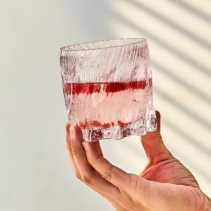 Mesoemia glacier pattern glass water cup household juice drink cup transparent frosted high-value cup wine glass