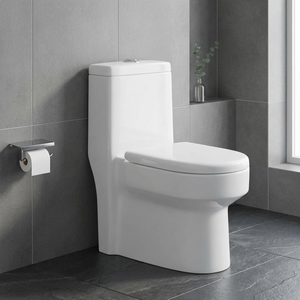 WC monobloc moderne en céramique blanche, à poser au sol, pour salle de bain, sanitaires - Product Image 5