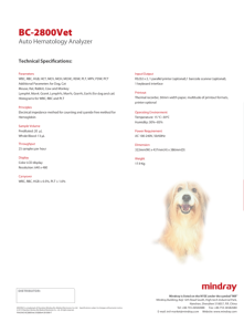 Analyseur d'hématologie automatique vétérinaire Mindray BC-2800 vétérinaire analyseur d'hématologie en 3 parties pour clinique pour animaux de compagnie - Product Image 6