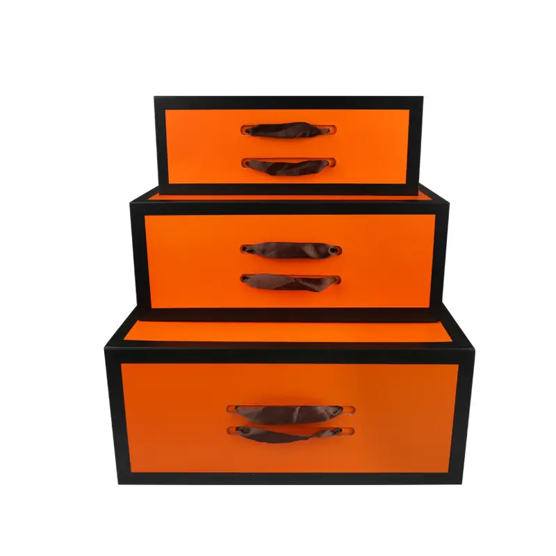 Stock High Quality Rigid Super Hard Box for Shoes Luxury Orange Folding Shoe Box Made In China