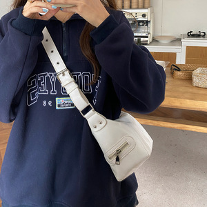 Bolso de hombro estilo punk para motocicleta, negro y blanco, con cierre de cremallera, antirrobo, bolso cruzado de moda para mujer, uso diario - Product Image 4