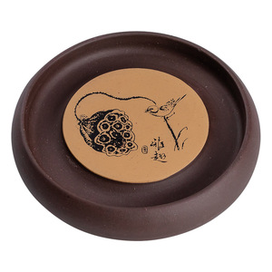 Support de théière Zisha rond fait à la main, accessoire de cérémonie du thé, origine Dehua - Product Image 5