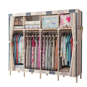 Высокое качество деревянная труба портативный шкаф гардероб оксфордская ткань гардероб сочетание идеальная идея для хранения одежды