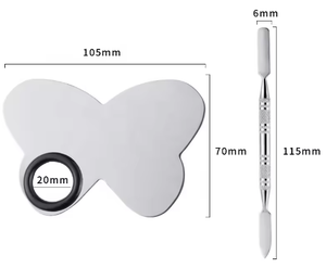 Palette de maquillage en acier inoxydable en forme de papillon avec anneau et spatule – Vente en gros - Product Image 5