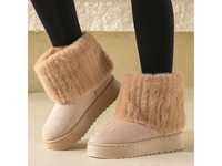 Bottes de neige mi-mollet pour femme en micro-suède, semelle épaisse, chaudes, avec mousse à mémoire de forme, légères, confortables et tendance