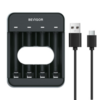 Station de charge rapide pour batterie Ni-MH BEVIGOR, 10W QC3.0, indicateurs LED, entrée Type-C, rechargeable AA AAA, écologique