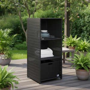 Armario de Almacenamiento Exterior Rcc, 19.7x21.7x45.3, Negro, Poliratán, Tres Niveles, Resistente al Agua, para Patio - Product Image 2