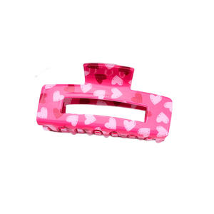 Style coréen en plastique Saint Valentin grande pince à cheveux rectangulaire géométrique coeur Cupidon Rose nouveau requin enfants accessoire - Product Image 5