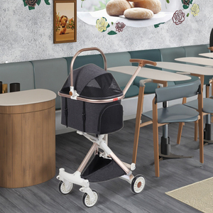 Stylish High Landscape Rose Gold Dog Cart Foldable Luxury and Elegant <b>Pet</b> Product for Small Dogs and Cats - Product Image 4