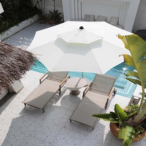Chaise longue en bois de Polyester, accoudoir en tissu de piscine de jardin extérieur - Product Image 2