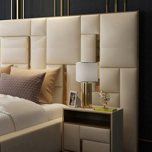 Letto Matrimoniale di Lusso in Pelle Design Italiano, Set di Mobili per Camera da Letto, Struttura in Legno, Letto Imbottito Moderno per Camera Padronale - Product Image 4