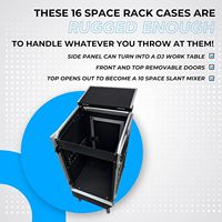Estuche de Rack para Altavoces de Audio de 16 Espacios con Parte Superior Inclinada para Mezclador de 10 Espacios y Mesa de Trabajo para DJ, Estuche de Transporte Profesional para Audio PA/DJ