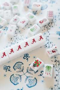 Juego de Mahjong Americano de Lujo, Fichas Blancas de ABS con Soporte, Empujadores y Bolsa para 4 Jugadores - Product Image 2