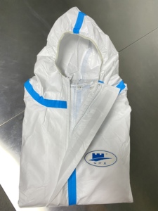 Trong kho dùng một lần microporous Coverall loại 4/5/6 trùm đầu với màu xanh ghi âm đường may hóa chất chống thấm nước an toàn quần áo - Product Image 3