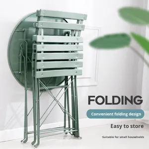 Petit Ensemble <span class=keywords><strong>Table</strong></span> et Chaises Pliantes en Fer pour <span class=keywords><strong>Terrasse</strong></span>, Mobilier d'Extérieur pour Balcon, Jardin, Cour, Idéal pour la Détente - Product Image 3