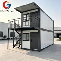 Maison préfabriquée en conteneurs à deux étages, bureau modulaire portable à double niveau avec escalier pour dortoir de travailleurs du bâtiment