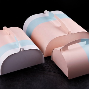 Omzl — boîte rectangulaire personnalisée pour emballage alimentaire, emballage à gâteaux en papier rose avec poignée, pour <span class=keywords><strong>mariage</strong></span>, anniversaire, vente en gros - Product Image 5