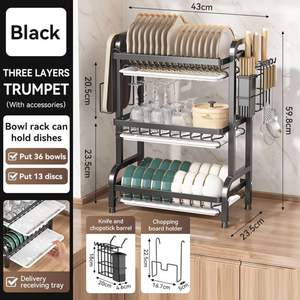 Étagères de rangement de cuisine en gros, organisateur multifonctionnel, égouttoir à vaisselle, couteaux, égouttoir à vaisselle antirouille - Product Image 2