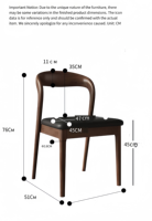 Chaise de salle à manger haut de gamme, design nordique italien minimaliste, en bois massif, revêtement en cuir, écologique et durable