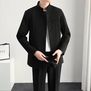 Abito Casual con colletto rialzato Zhongshan <span class=keywords><strong>Blazer</strong></span> <span class=keywords><strong>doppiopetto</strong></span> da <span class=keywords><strong>uomo</strong></span> con chiusura a bottone per pantaloni antimosca abbigliamento per adulti taglie forti - Product Image 6